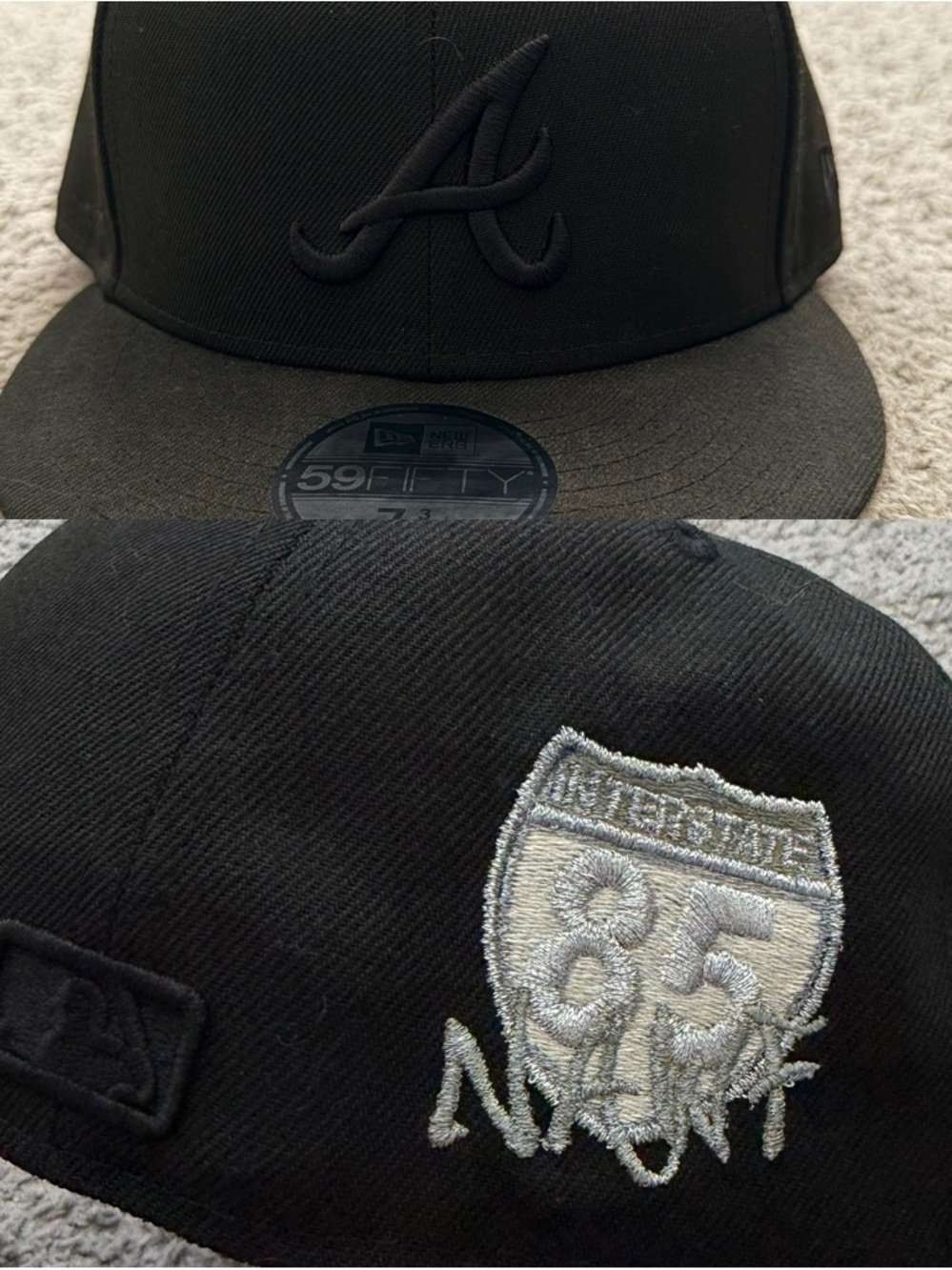 Atlanta Braves New Era Offset Migos Custom Blackout Hat - 7 3/8 Unworn 1/1